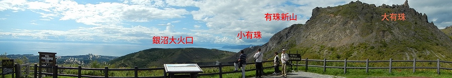 銀沼大火口・小有珠・有珠新山・大有珠のパノラマ