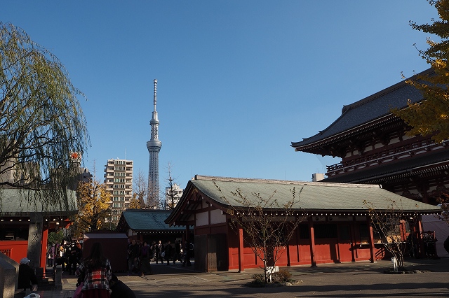 浅草寺から見える東京スカイツリー