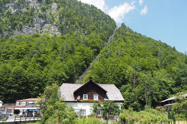 ハルシュタット塩坑へのケーブルカー
