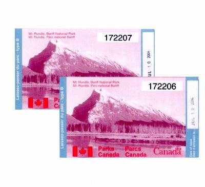 バンフ国立公園への入場券