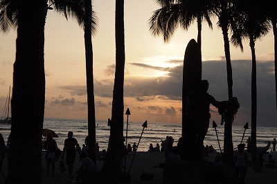 夕暮れのワイキキビーチ