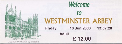ウエストミンスター寺院　チケット